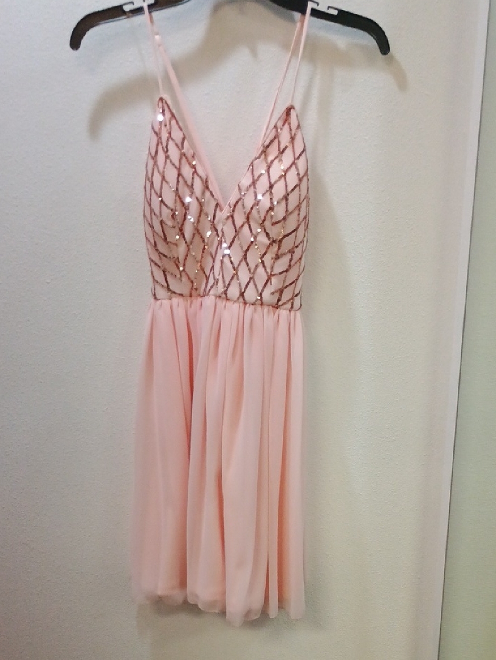 PromGirl Pink Blush Sequin Embellished Midi Dress